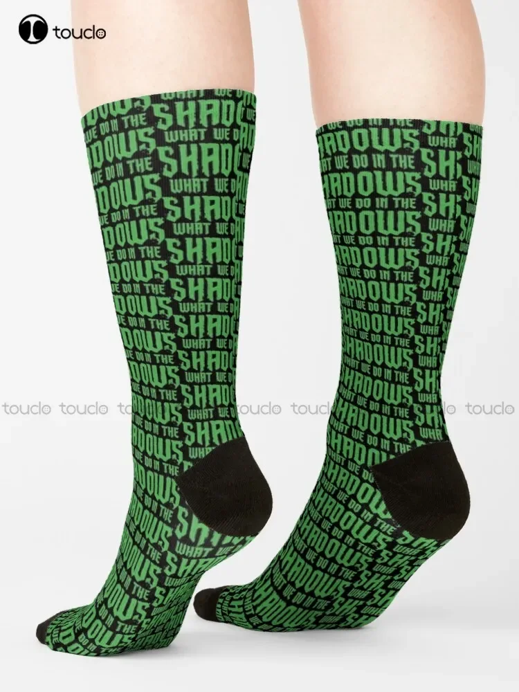 What Do In The Shadows Green Shadows Title Socks What We Do In The Shadows Kawaii Socks Christmas New Year Gift Unisex Adult