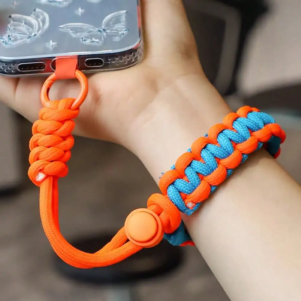 

Ремешок для телефона с регулируемой длиной, плетеный, в стиле колор-блок, цвета дофамина