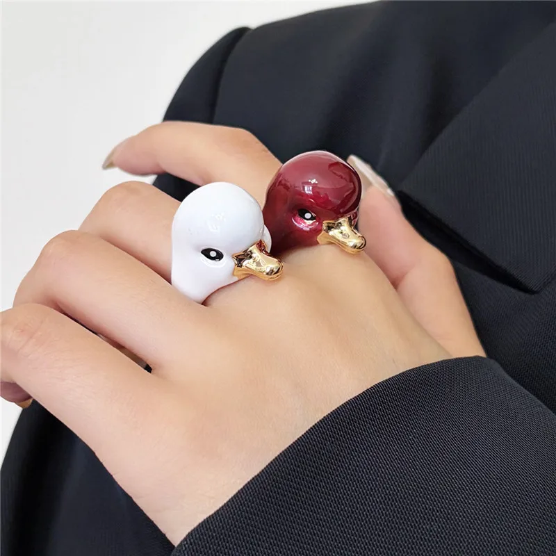 2026 New Duck Head Shaped Open Ring Suitable for Women Jewelry Exaggerated Finger Ring Daily Versatile Accessory