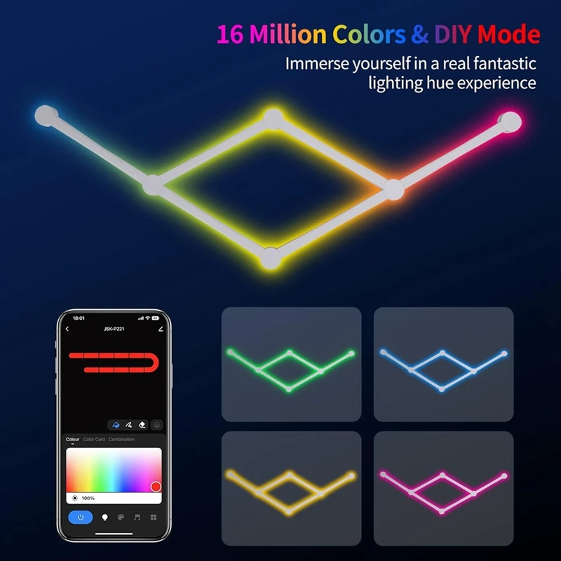 AT51-USB الذكية الجدار الخفيفة RGB LED ضوء القضبان 16 مليون لون عكس الضوء الموسيقى مزامنة DIY بها بنفسك المنزل إضاءة زينة القضبان