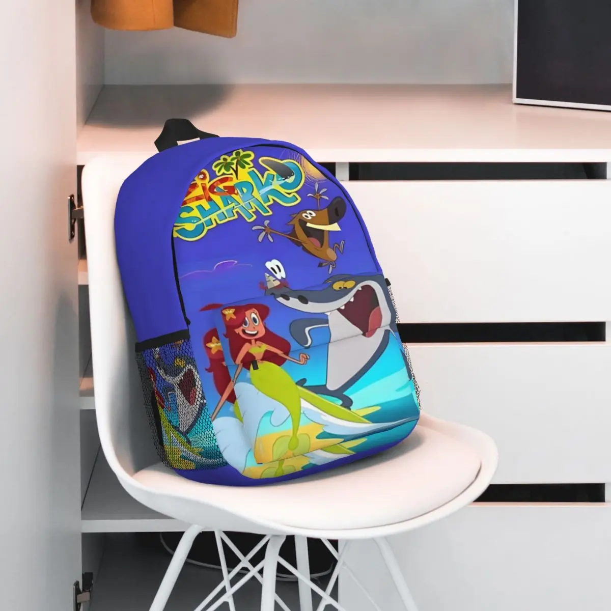 Zig e Sharko impresso leve mochila casual, adequado para a escola, ao ar livre, compras, escritório, 15"