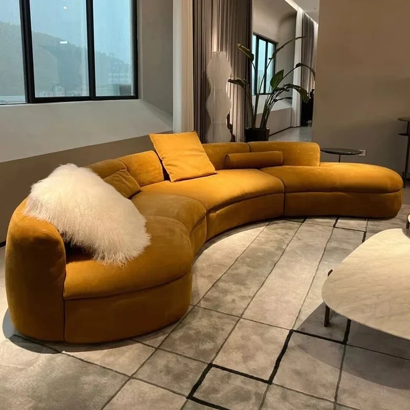 Curved velvet sofa light luxury simple large corner tufted two living room hotel