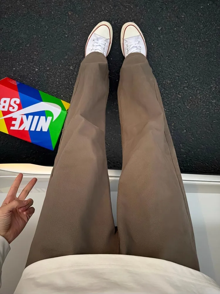 

Retro Coffee Color Men's Jeans Casual Straight Leg Pants Autumn Winter American Sle Slimming High Waist Zipper Fly Jeans