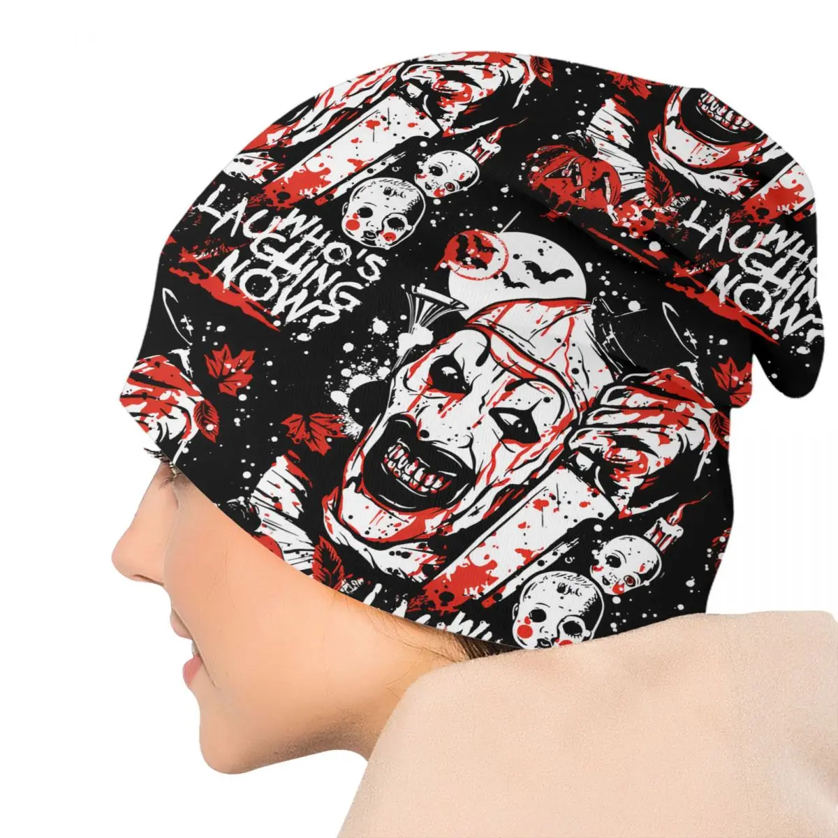Personalizado retro t-terrifiers halloween crânios gorros bonés para homens mulheres streetwear inverno quente malha chapéu adulto filme bonnet chapéus