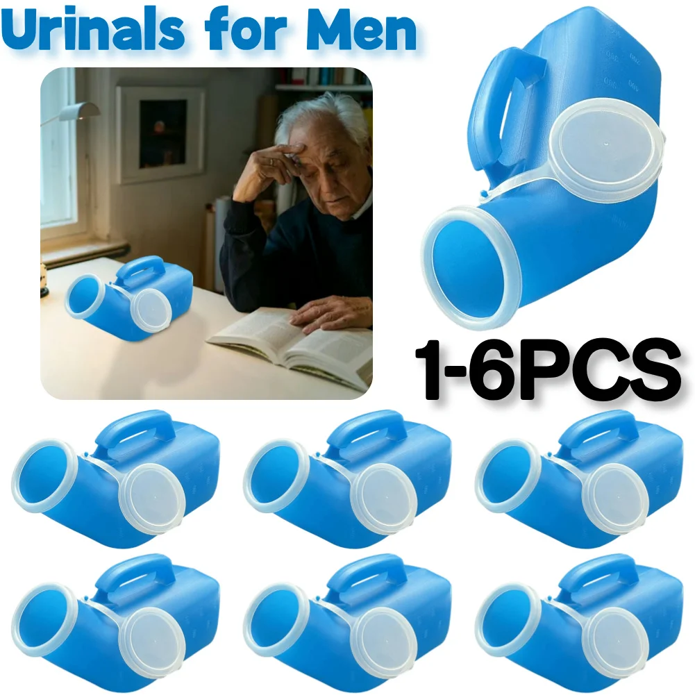 1200ml Urinals for Men Spill Proof Pee Bottle Plastic Portable Urinal with Lid for Car Elderly and Incontinence