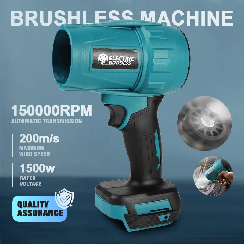 

Electric Goddess Brushless Blower Electric Cordless Hair Dryer Turbojet 1500W Handheld Electric Tool for 18V-21V Makita Battery