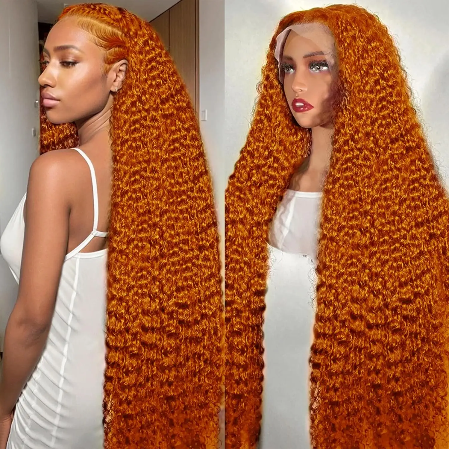 

Парик из натуральных волос Ginger Orange с кружевной передней частью 13x4, глубокая волна, HD прозрачное кружево, цвет 350, предварительно прорезанный, плотность 180%, 28 дюймов