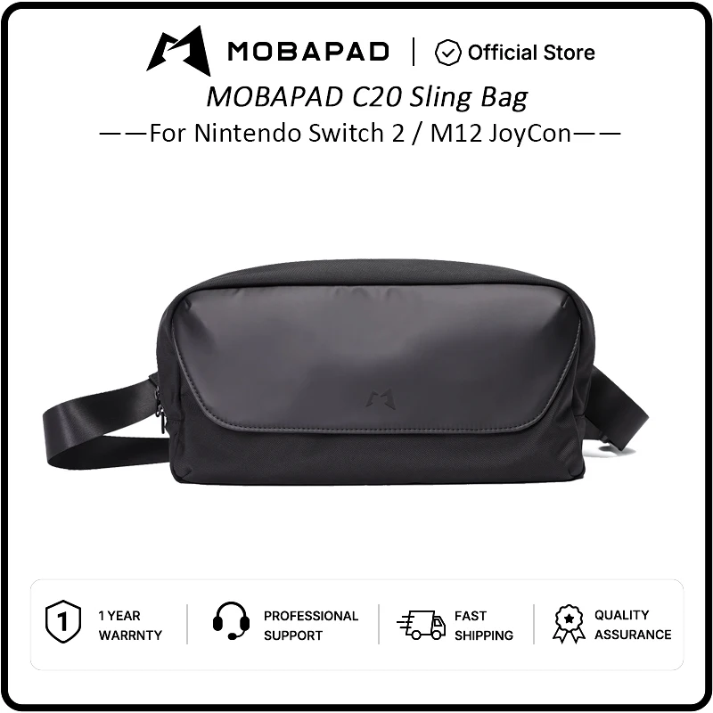 Mobapad C20 Sling Bag for Switch 2 and M12 Joypad Soft Shoulder Storage Bag with YKK Zippers Protective Case for Game Console