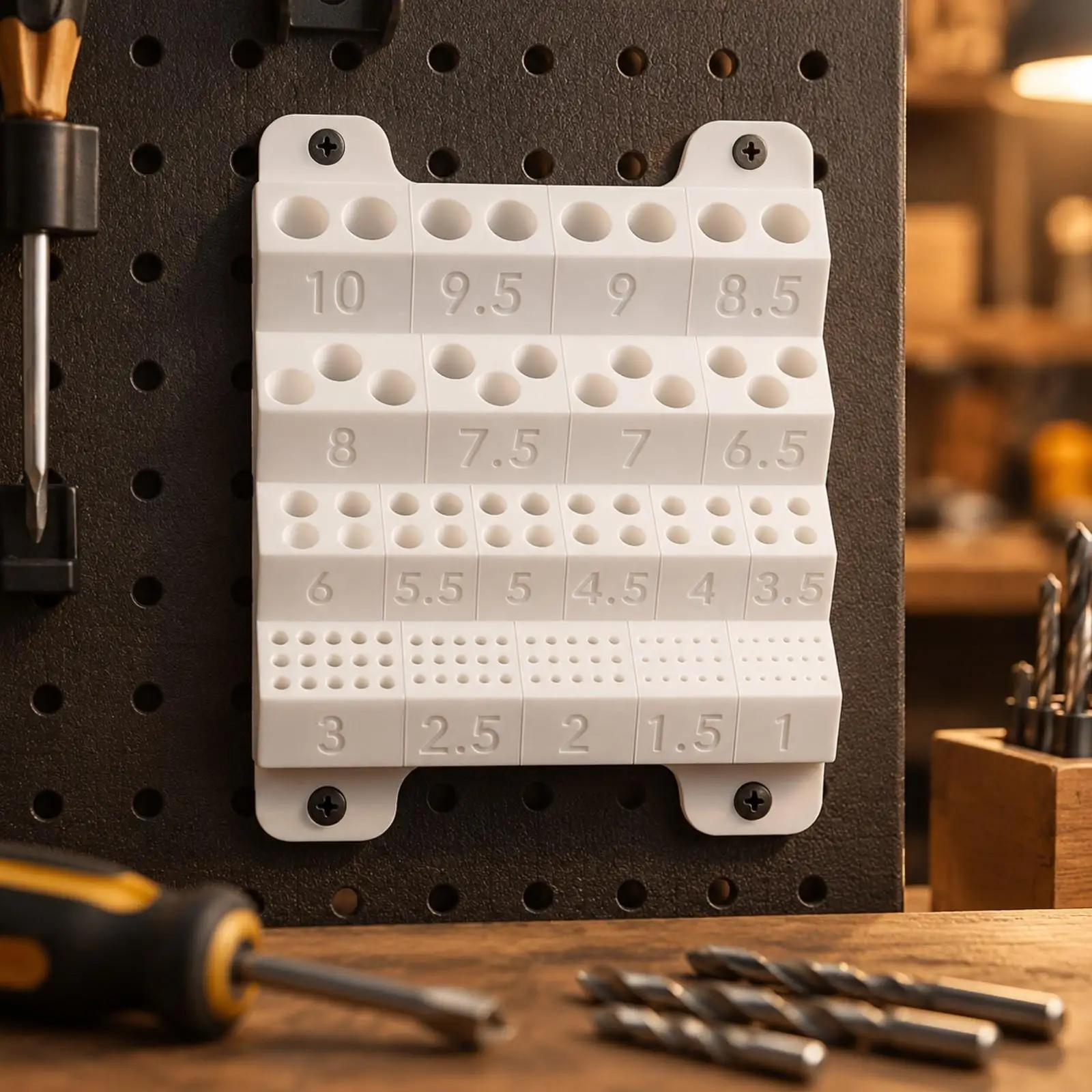 Wall-Mounted Tool Holder Compact Metric Drill Bit Storage Rack 3D-Printed Plastic Drill Bit Rack for Home Workshop Owners