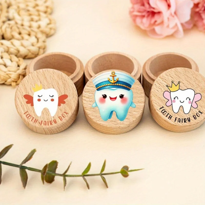 Wooden Umbilical Cord Memory Box and tooth fairy tooth holder Case for Lost Teeth, Baby Keepsake Storage