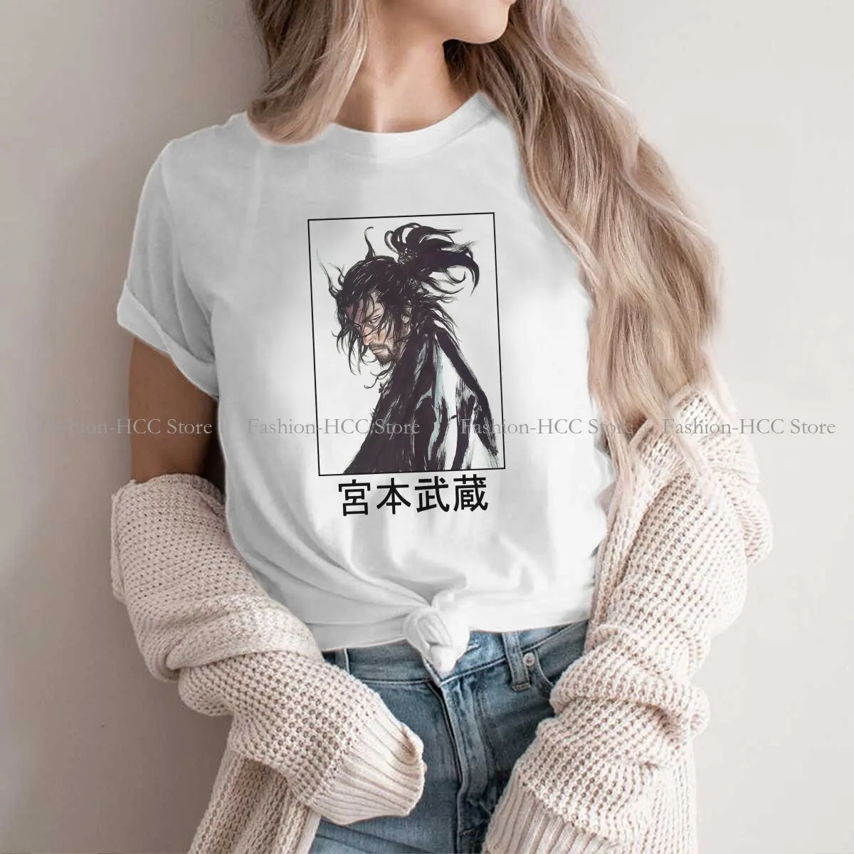 Vagabond Miyamoto Musashi Sasaki Kojiro Manga Polyester TShirt for Women Cool Samurai Humor Leisure Tee T Shirt High Quality