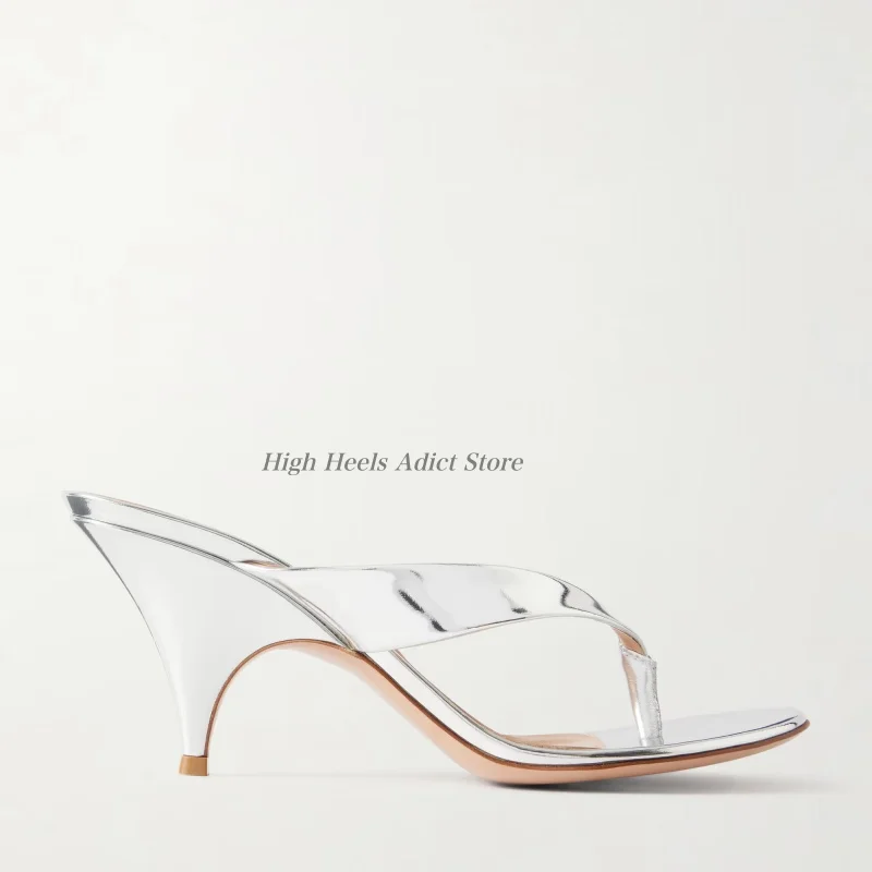 2026 New in sexy causal dress leather flip-flops sliver/black/white/brown summer women's high heels luxury designer party shoes image 5