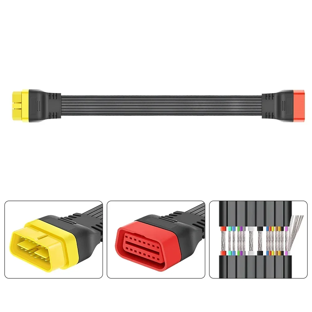 OBD2 OBDII Extension cable Male To Female Connector 16Pin Diagnostic tool for ELM327 Launch Thinkdiag adapter Unbendable