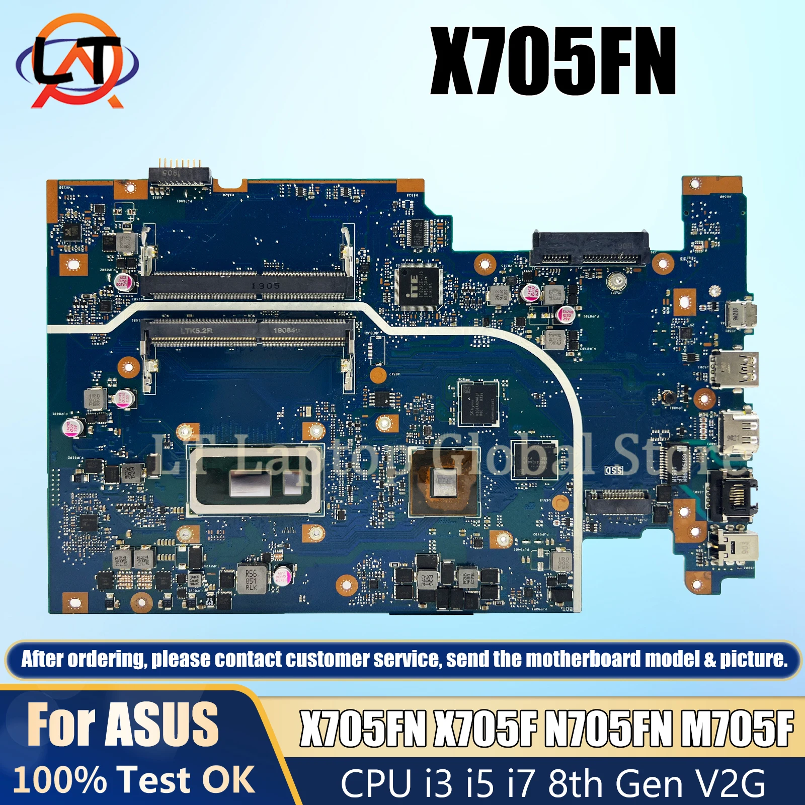 Laptop mainboard x705fn unterstützung asus vivobook x705f n705fn m705f pc motherboard w/i3-8145U i5-8265U i7-8565U gpu MX150-V2G ddr4