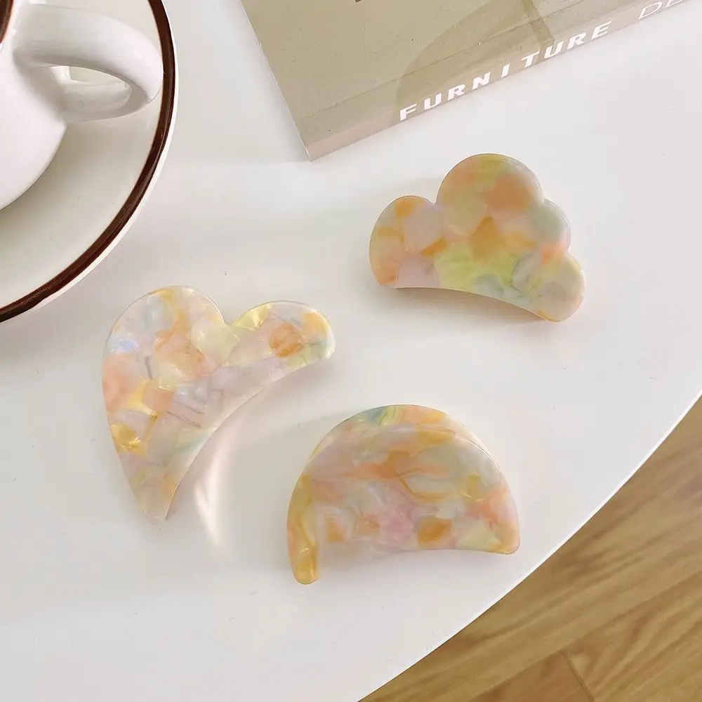 Semicircle All-match Marble texture Girls Female Hair Accessories Acetate Catch Clip Korean Style Hair Clip Geometric Hair Claw