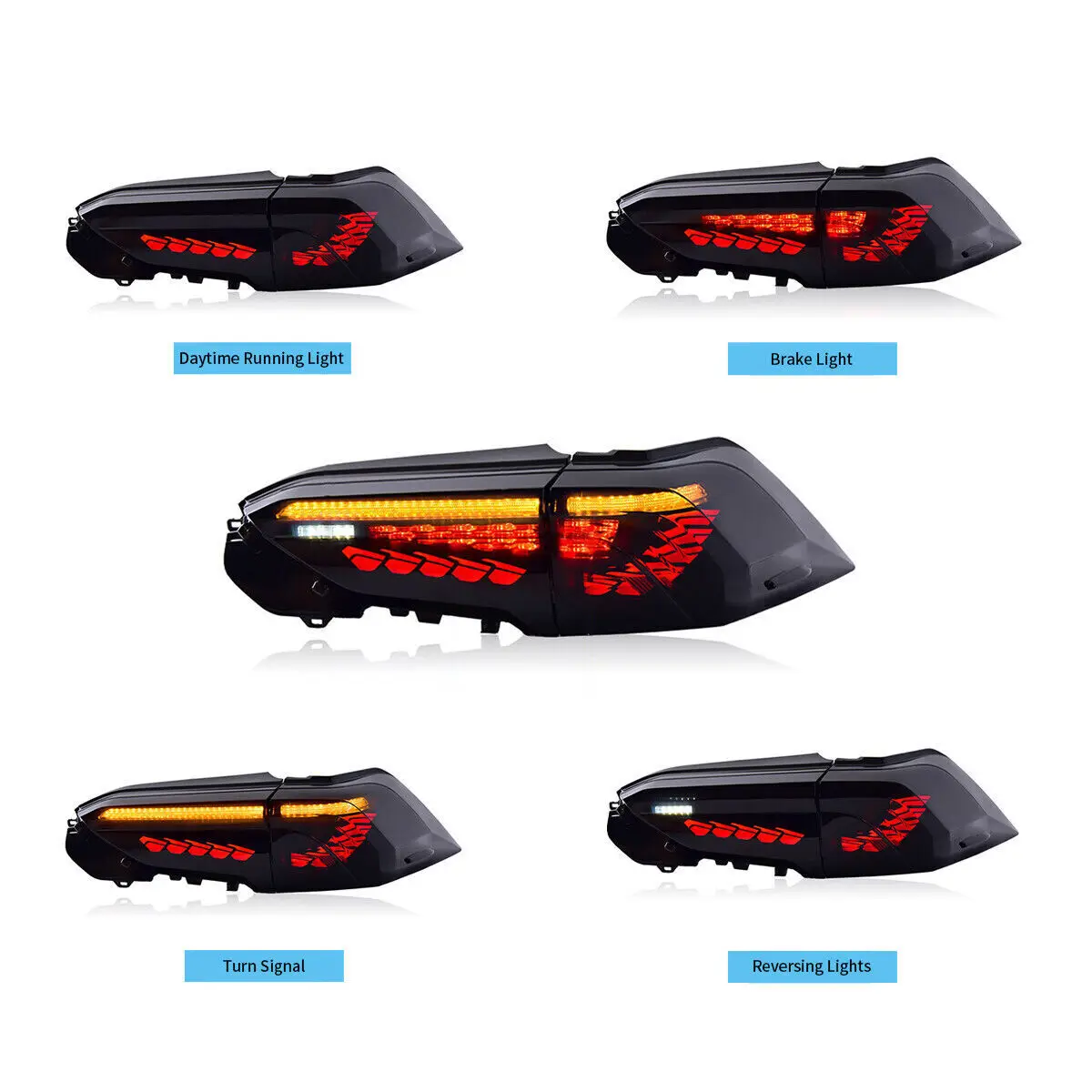 LED Tail Light Assembly for Toyota Rav4 2019-2022 Sequential Turn Signal  Brake Light Reverse Light