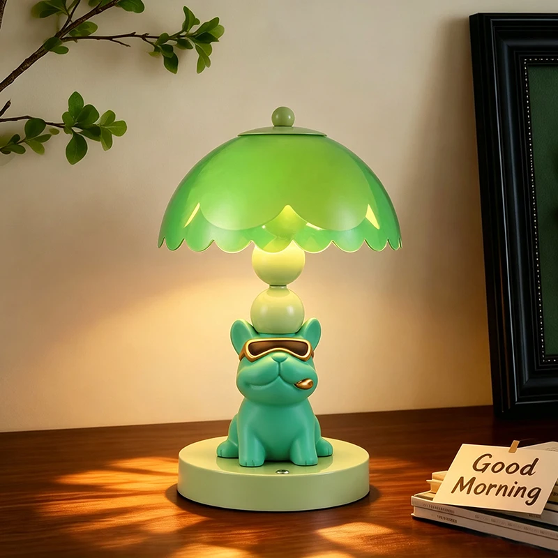 Cool Resin French Bulldog Table Lamp USB Charging Figurine Warm Bedside Light Unique Gift For Boys Bedroom Table Home Decor