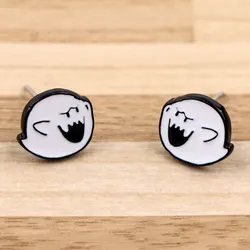 White Ghost Earrings For Women Cute Stud Earring Game Stainless Steel Pierced Ear Jewelry Cosplay Accessories Party Gift