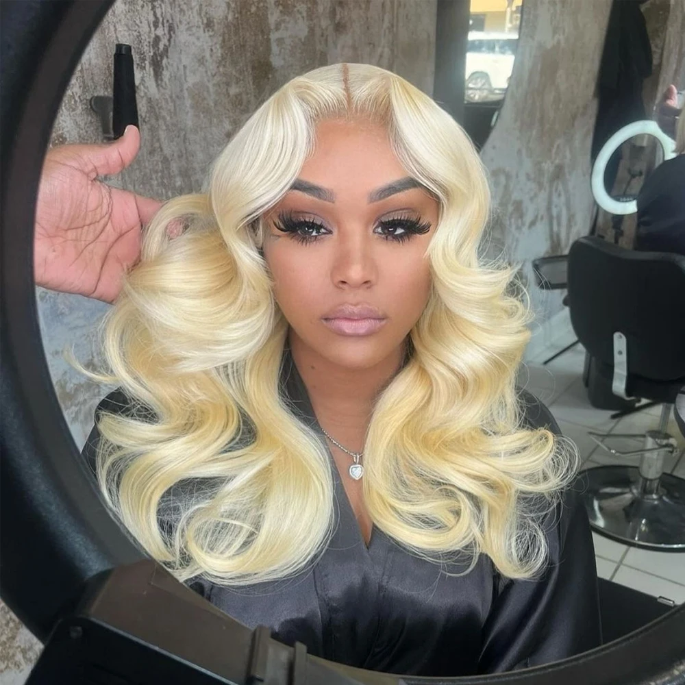 

613 Blonde Color 13x6 Body Wave Human Hair Wigs Lace Frontal Wig Pre Plucked Transparent Lace Front Wigs With Baby Hair 32inch