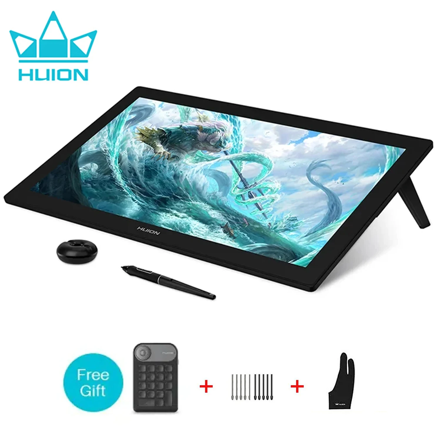 

23.8 Inch Huion Kamvas Pro 24 4K Graphics Tablet Screen 140% sRGB Full-Laminated Professional Drawing Monitor Built-in Stand