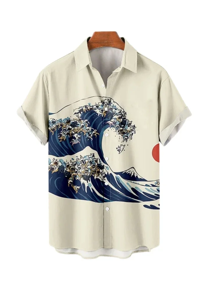 

Oil Painting Texture Art Print men's short-sleeved Shirt 3D Casual Lapel Cardigan men's And women's Tops 2024 New men's Shirts