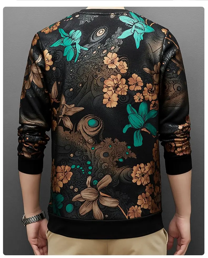 Autumn and Winter Fashionable High end Colored Flower Sweater with Printed Round Neck, Long Sleeves, Pi Shuai Pullover, Ver