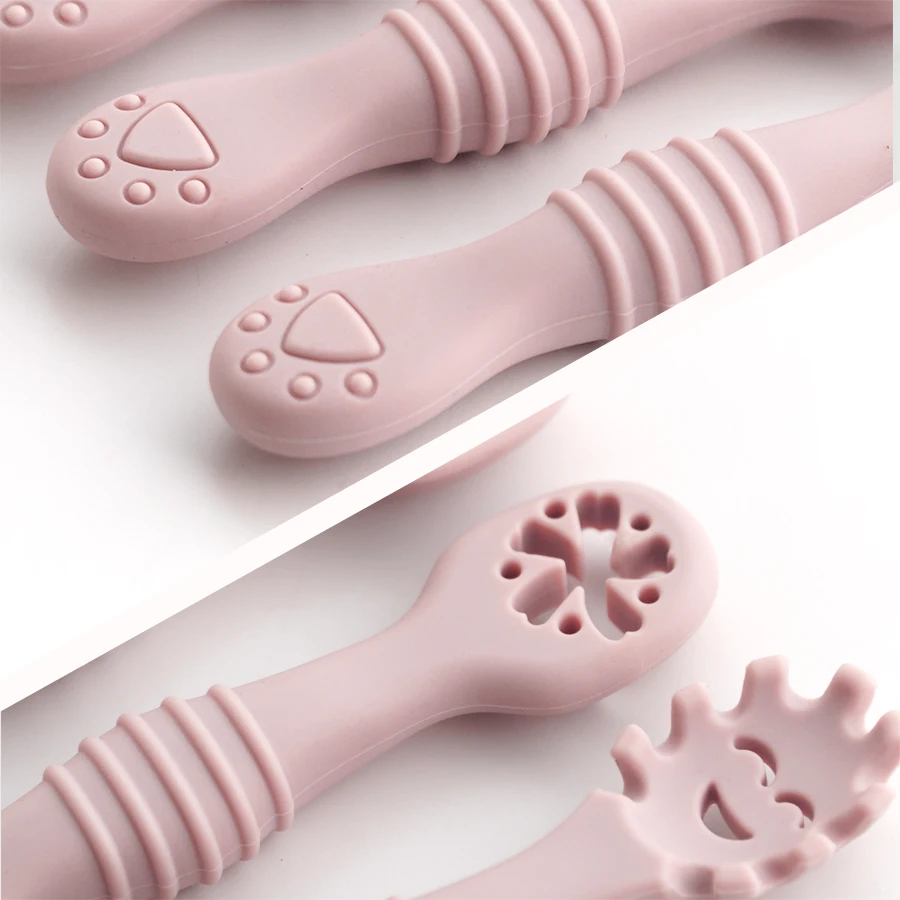 3Pcs/Set Mother Kids Baby Silicone Spoon Fork Bebeb Feeding Food Baby Stuff Toddler Learn To Eat Training Baby Items