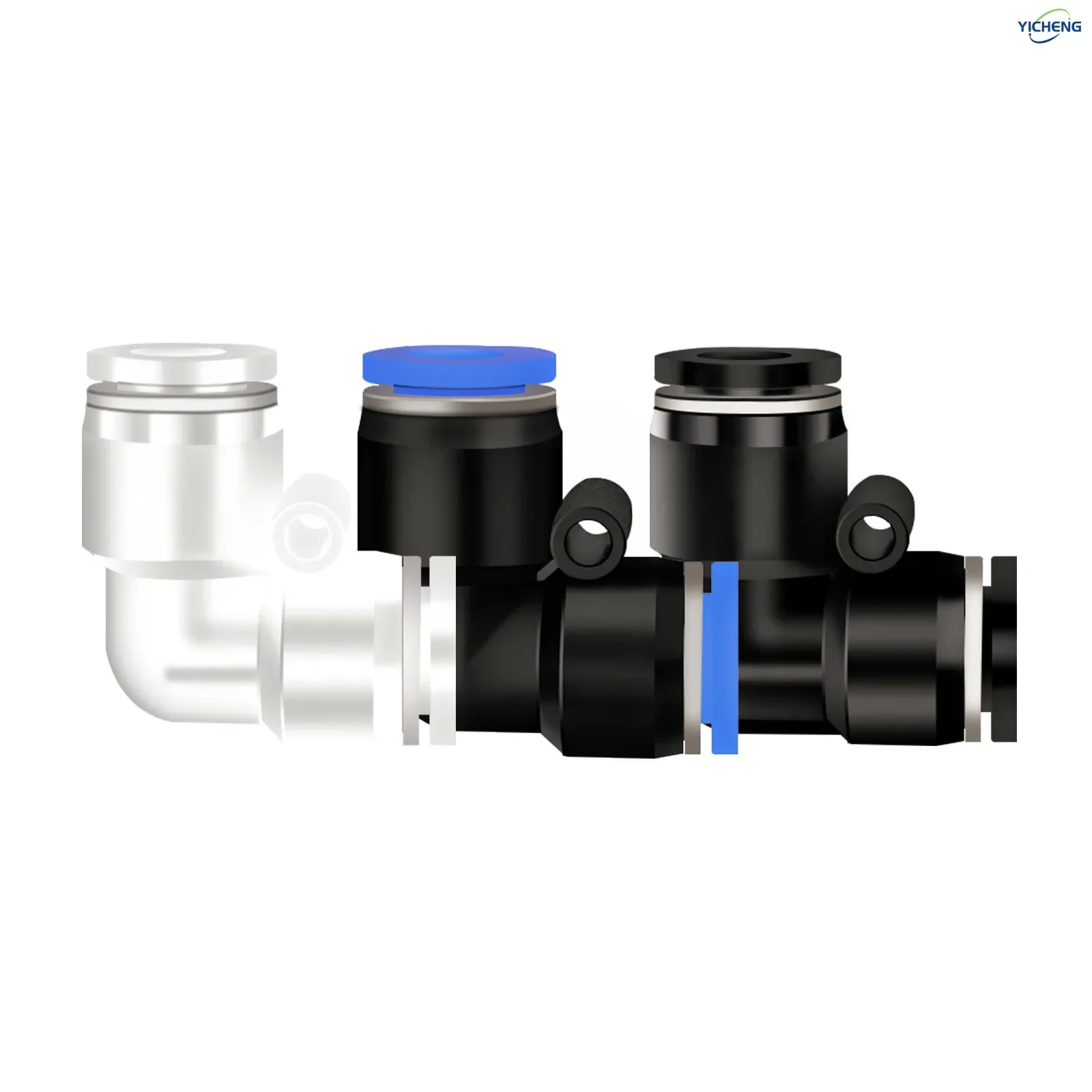 ขั้วต่อท่อ PNEUMATIC ข้องอ 90 °   2 วิธี 14 มม.-14 มม.หลอด OD Push to Connect Tube Quick Fittings Push Lock (Pack of 10)
