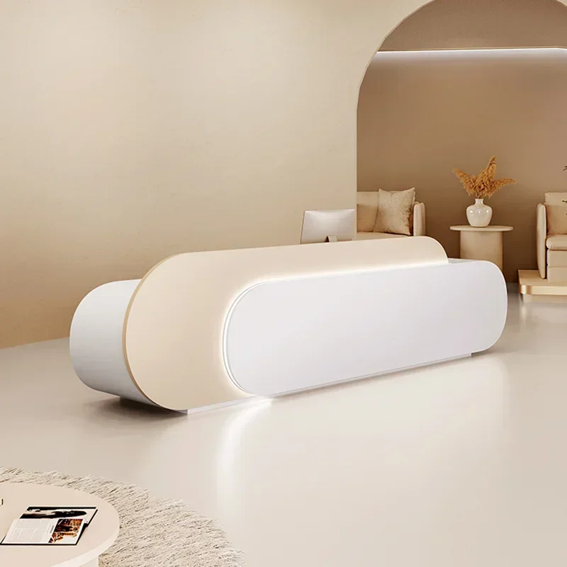& Cream Style Salon Reception Desks Nail Salon High-end Simplicity Reception Desk Clothing Store Furniture Receptionen