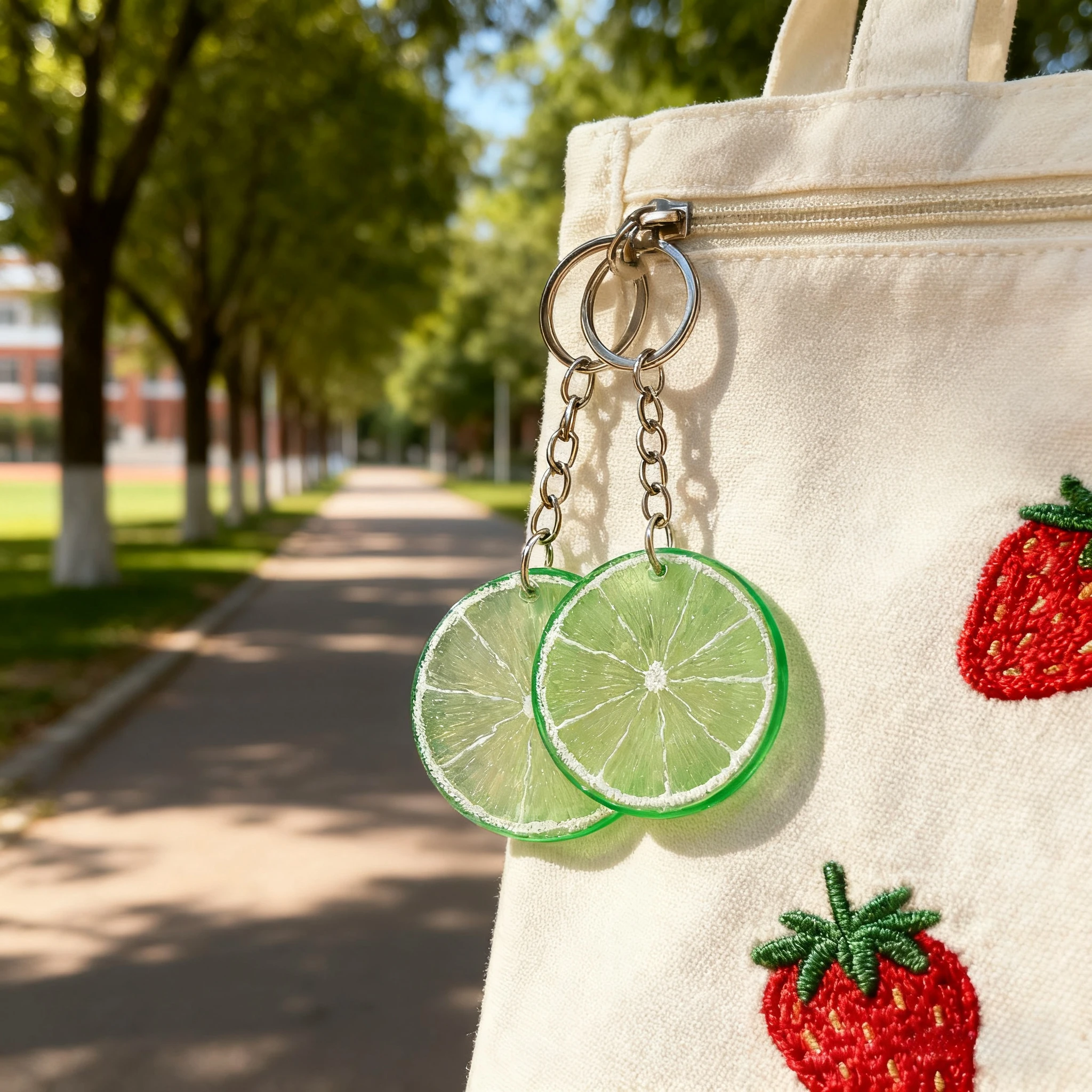 Lemon Slice Keychain Cute Fruit Key Ring Creative Simulation Lemon Pendant Bag Charm Car Decoration Women Men Gift Accessories