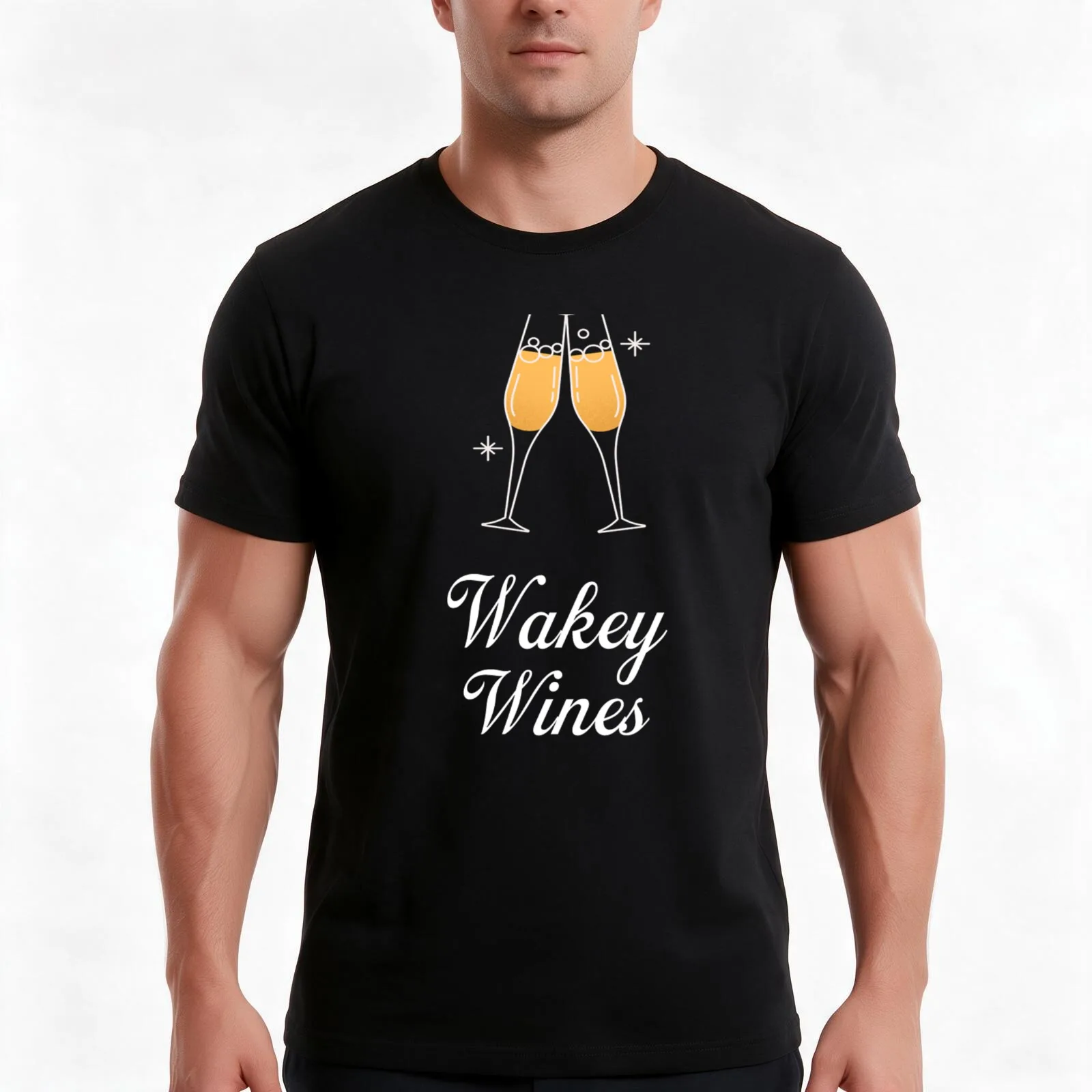 Wakey wines- Toasting T-Shirt, Summer Casual Cotton Tee, Oversized Streetwear Tops, Vintage Graphic Print, Unisex Men Women