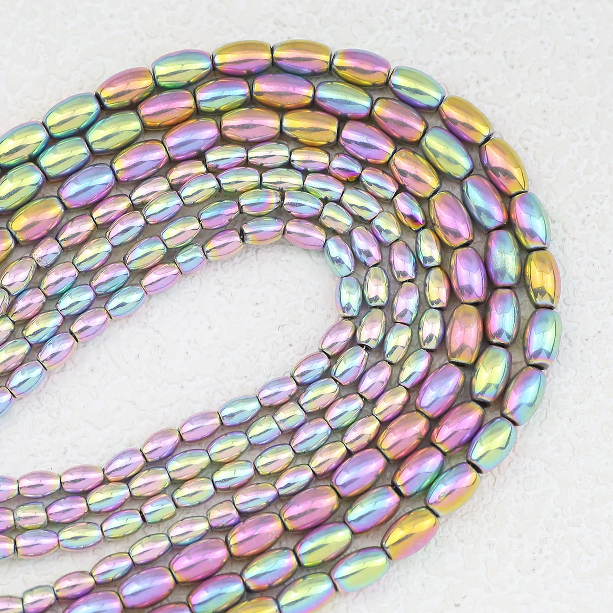 6/8mm Mehrfarbige Ovale Hämatit Perlen Reis Körner Form Naturstein Lose Spacer Perlen Für DIY Schmuck Machen armband Halskette