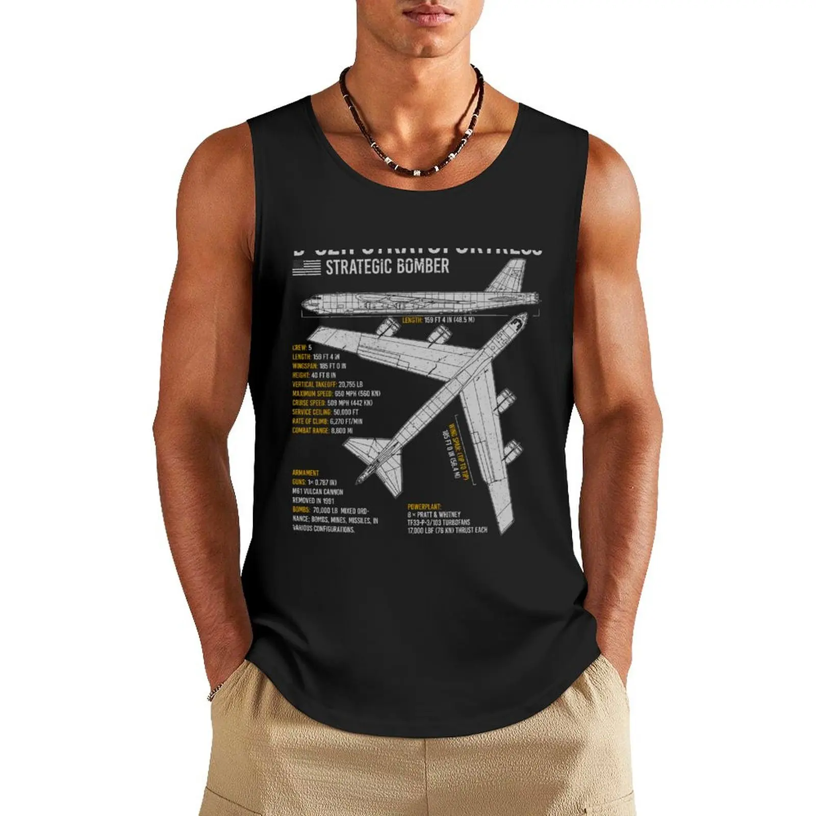 

B-52 Stratofortress Bomber Aircraft Plane Airplane Blueprint Tank Top basketball anime t-shirts