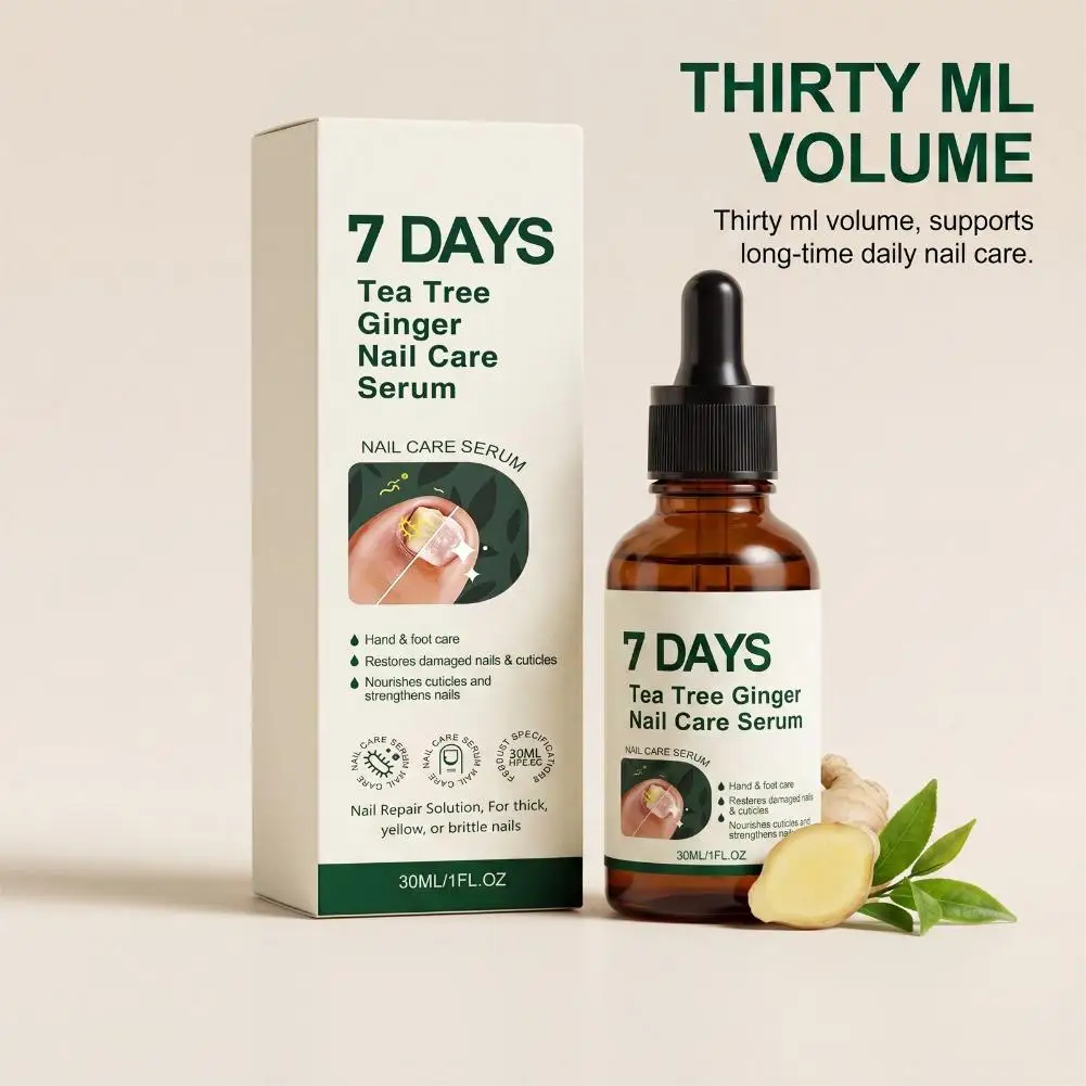 Suero Fortalecedor de Uñas, Aceite Nutritivo para Cutículas con Jengibre y Árbol de Té, Repara Uñas Delgadas, Amarillas y Rotas, Líquido para el Cuidado de Manos y Pies