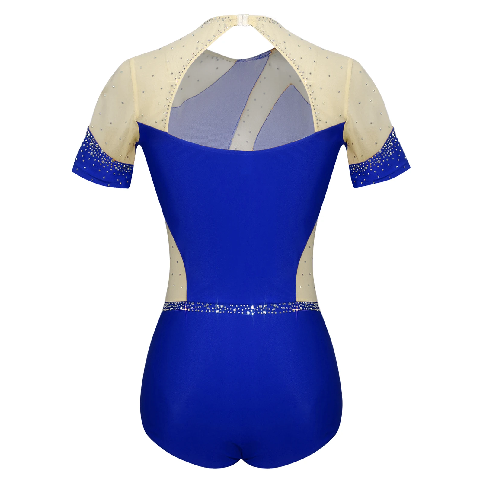 Frauen Erwachsene Sheer Eiskunstlauf Gymnastik Ballett Aufwärmen Dance Performance Trikot Kurzarm Lyrical Bühne Dancewear