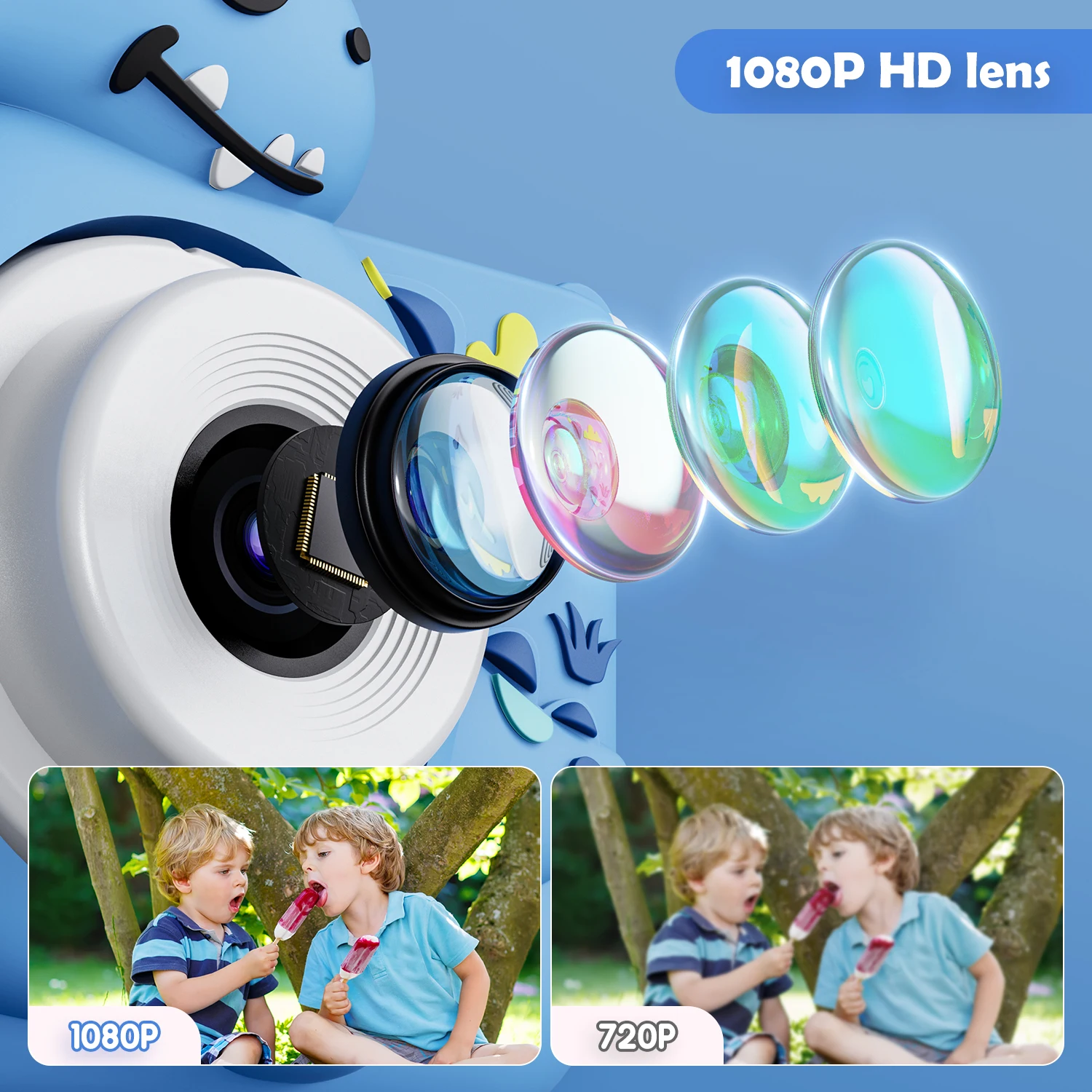 Mini appareils photo numériques pour enfants, mignon, avec carte 32G, jouets éducatifs, prise de vue vidéo HD 1080p, cadeaux d'anniversaire pour bébés