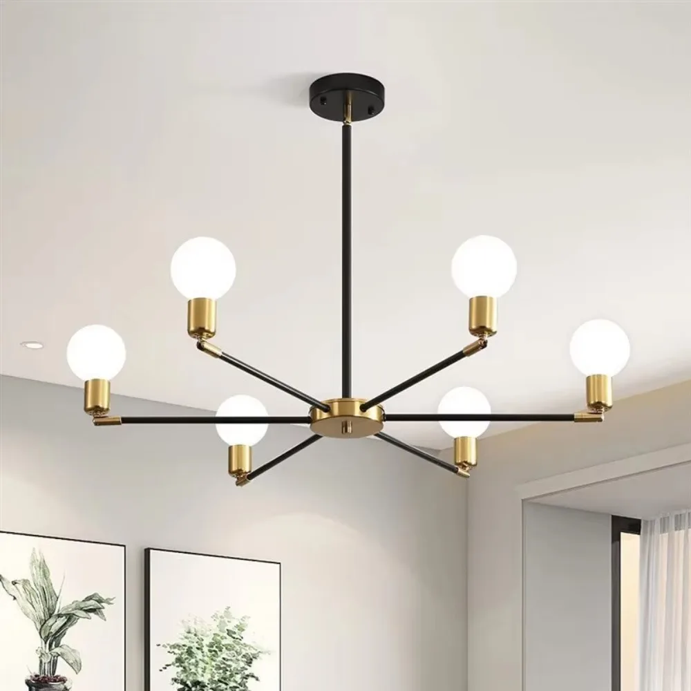 

Vintage Pendant Lamp LED Gold Black 6/8 Bulbs Ceiling Light Modern Home Decoration Chandelier Lamp Balcony Kitchen Living Room