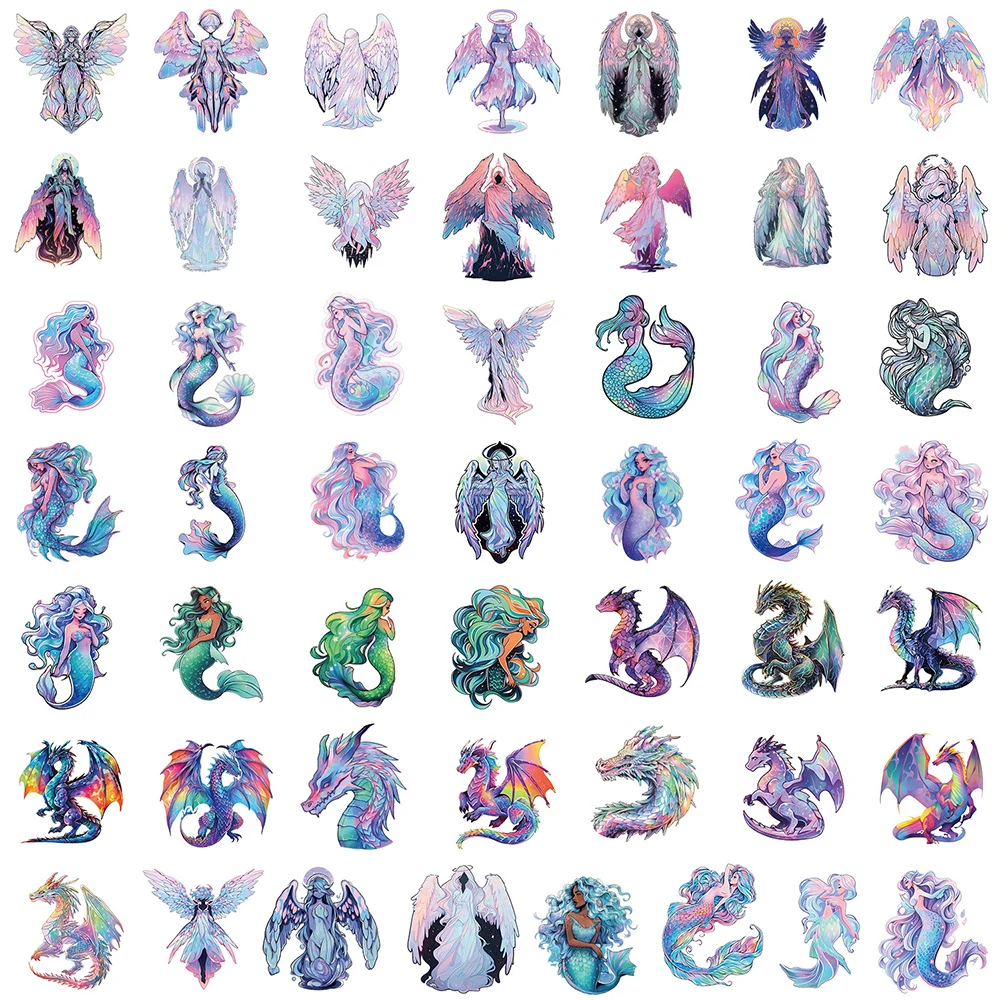 10/30/50pcs Laser Mermaid Cartoon Stickers Cute Girls Holographic Sticker Laptop Suitcase Scrapbooking Bike Waterproof Decals