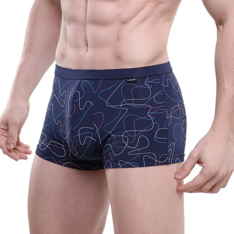 

Men's Youth Sexy Underwear Printed Boxer U-shaped Convex Comfortable Solid Color Breathable Underwear Quadrangle Shorts