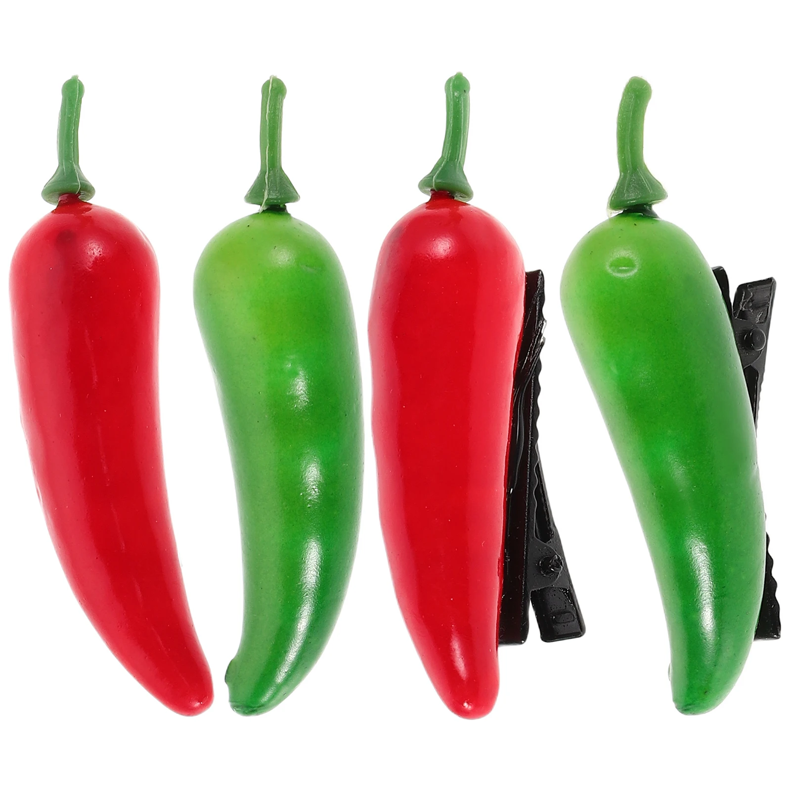 

4pcs Vegetable Clips Chili Pepper Hairpins Cute Barrettes Girls Food-Themed Accessories Alligator Styling Pins Durable Plastic