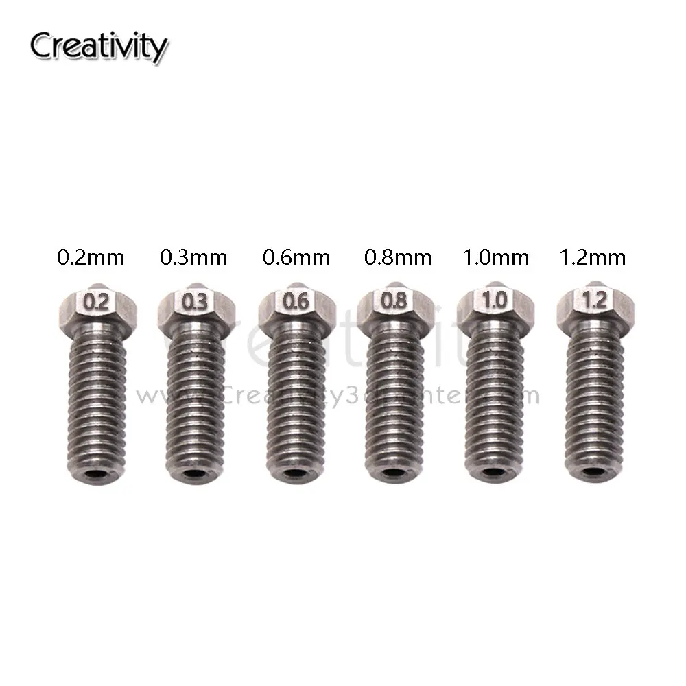 Artillery Sidewinder X1 X2 Genius Vyper Volcano Brass Nozzle 3D Printer 0.2/0.3/0.4/0.5/0.6/0.8/1.0mm Stainless steel Nozzle