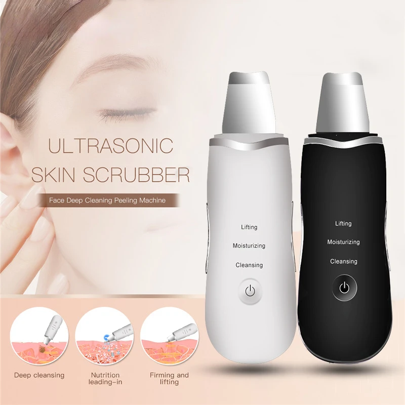 Ultrasonic Facial Skin Scrubber Skin Spatula Blackhead Acne Removal Device Pore Cleaner Deep Face Cleaning Peeling Lifting