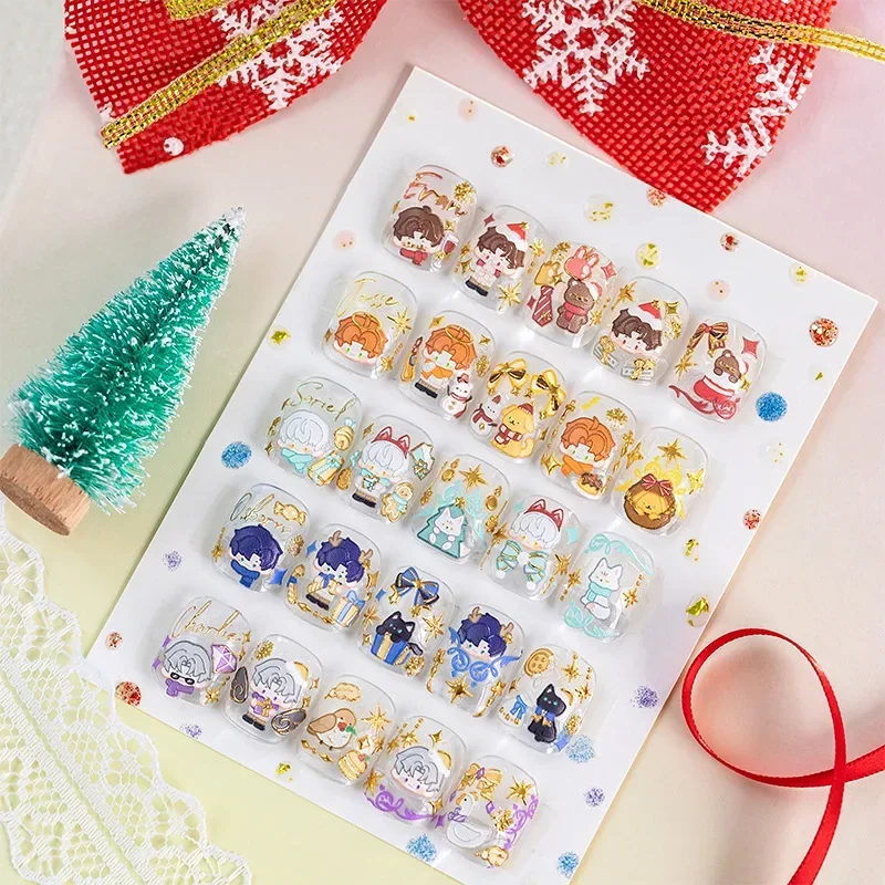 Otome Game Collection Nail Stickers Love and Deepspace Ash of The Kingdom Light and Night Husband Embossed Chibi Nail Decals