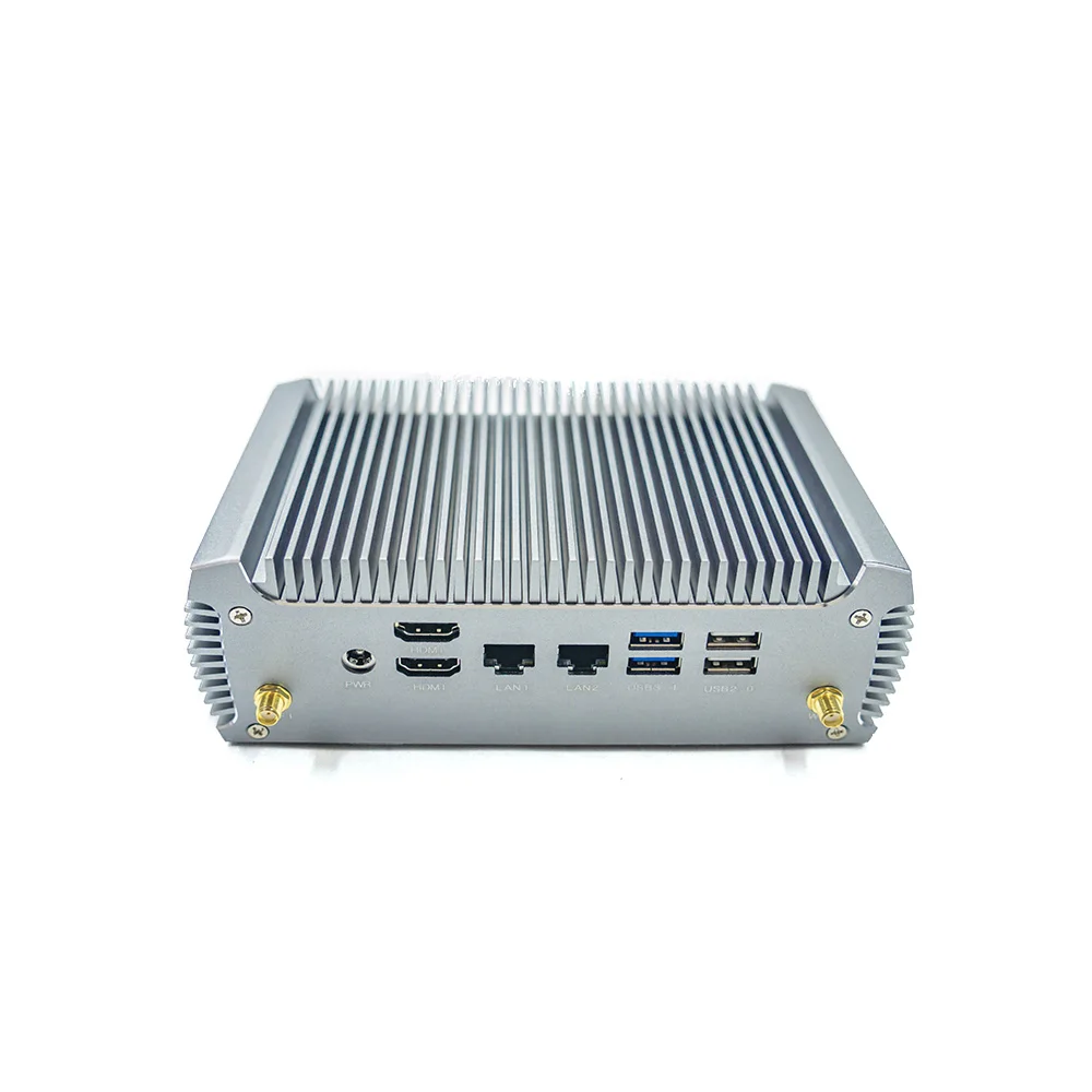 Fanless AMD Ryzen™ R7 4700U Dual Ethernet Dual HD-MI Industrial Control Game 4K Fanless Windows 11 Mini PC Support HDD Computer