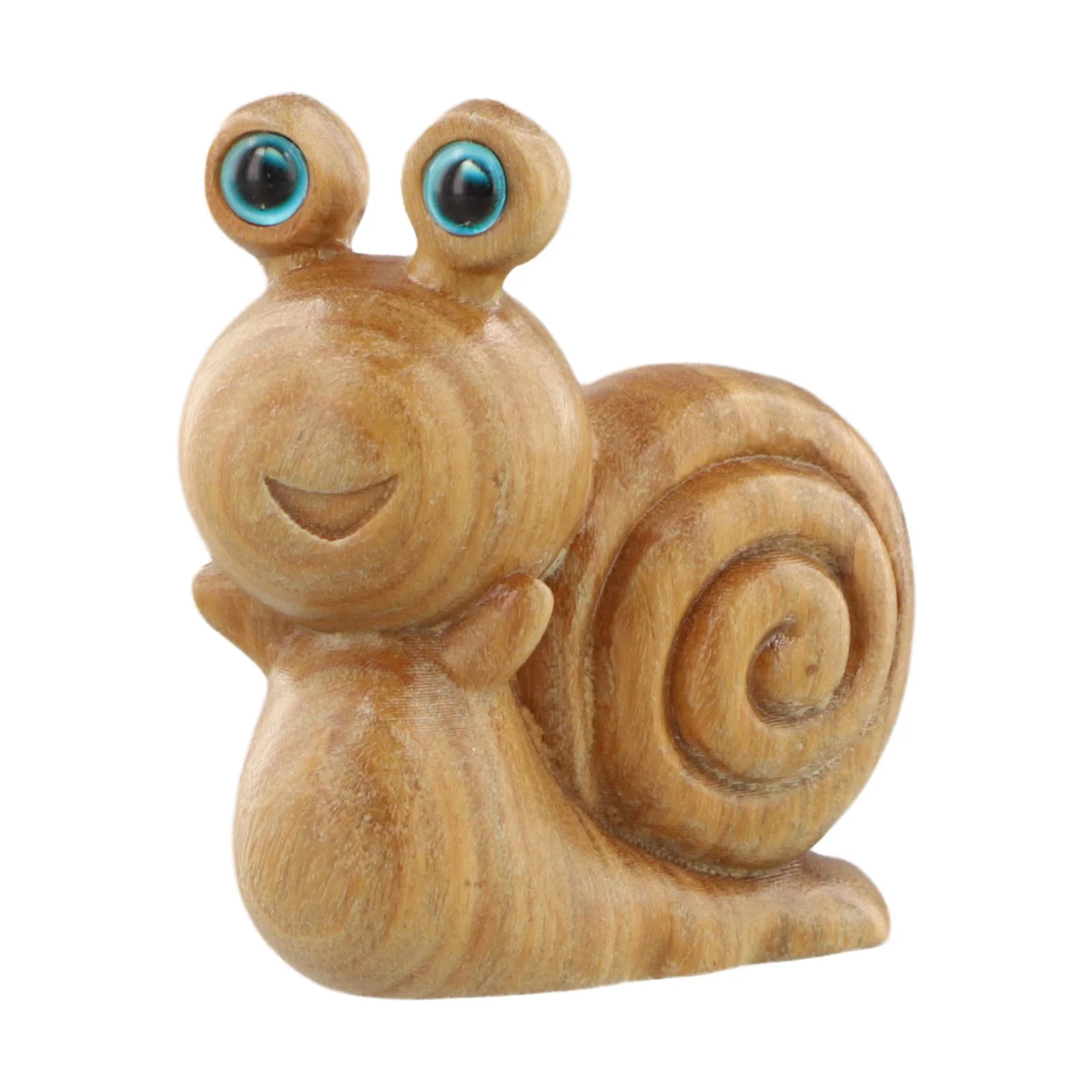 Handmade Snail Wood Ornament Crafted from Green Sandalwood with Detailed Carving Design for Indoor Home and Office Decoration