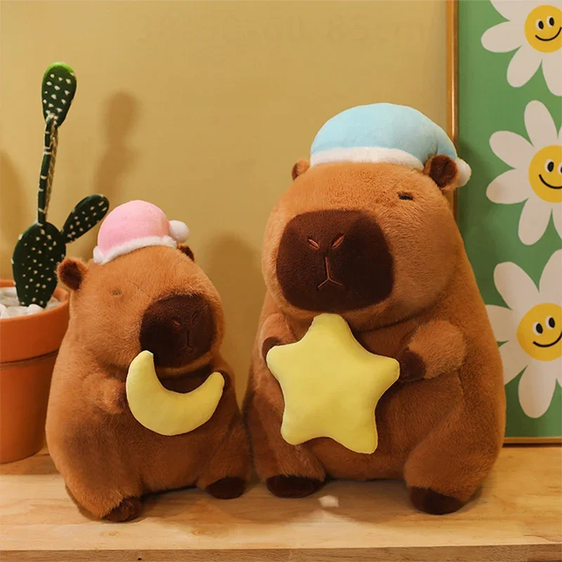 

Kawaii Plush Toy Filled Doll Star Moon Capybara Pull String Cute Stuffed Animal For Kids Birthday Present Girls Cuddly Sleep Bud