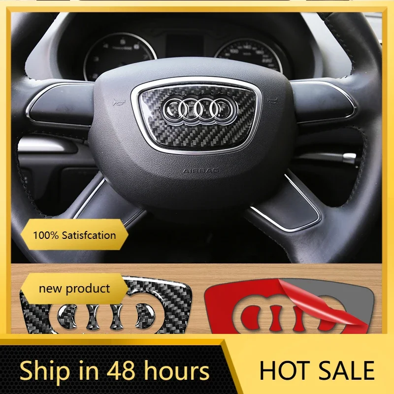 

！Car Steering Wheel Ring Trim Carbon Fiber Sticker Decoration For AUDI A3 2014 A4L 2016 A6L Q7 2012-2015 Q3 Q5 35TFSI A4L 2013