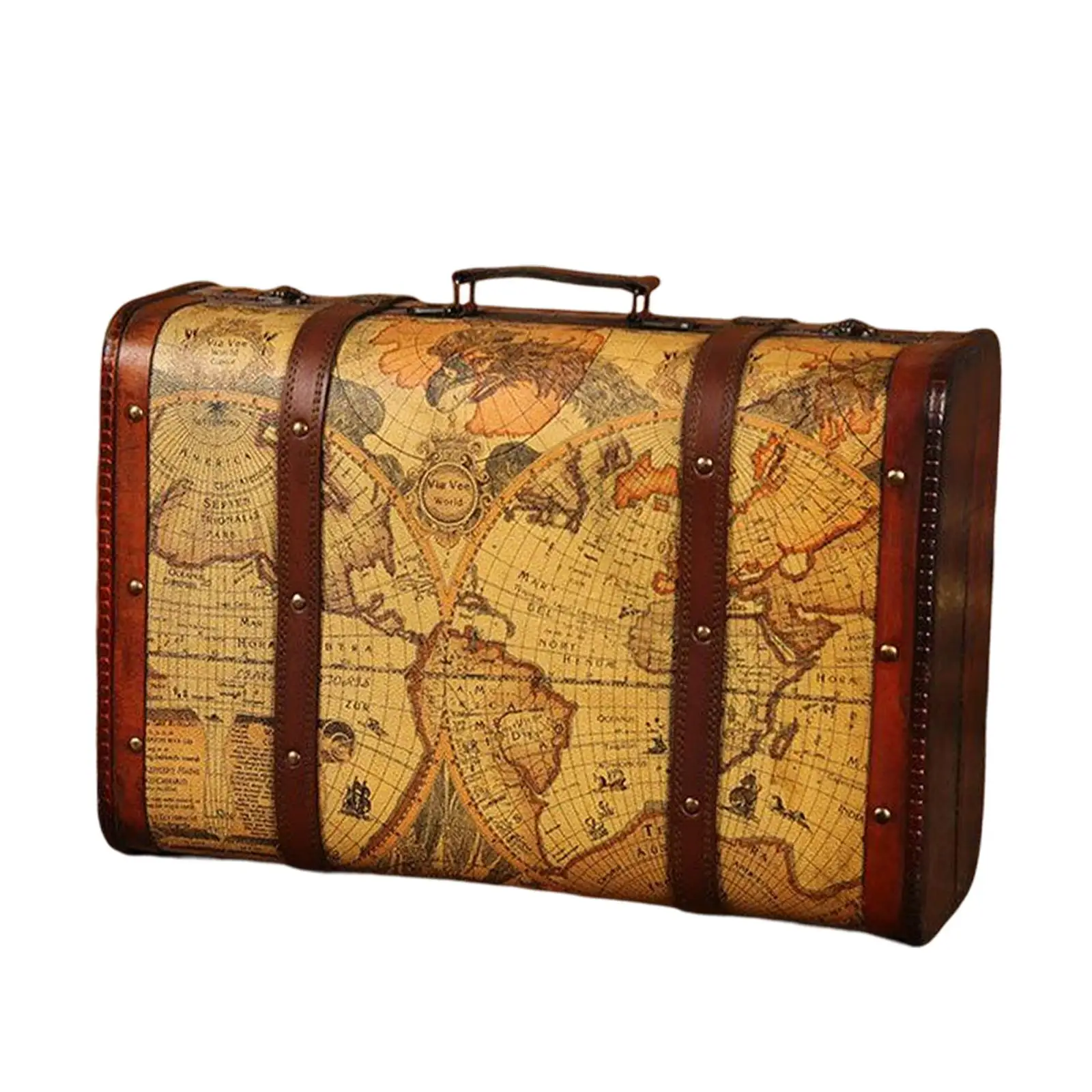 Vintage Suitcase with Handle Suitcases Photo Props Wooden Trunk Decorative Box Suitcase Wood Chest for Shop Window Shop Bedroom