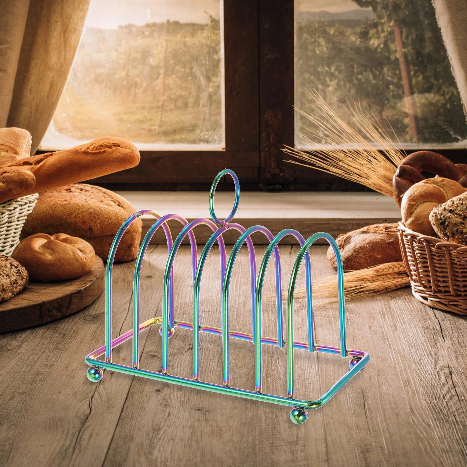 

Stainless Toast Rack Bread Holder Kitchen Counter Shelf Bookshelf Metal Rack Compact Design Modern Style