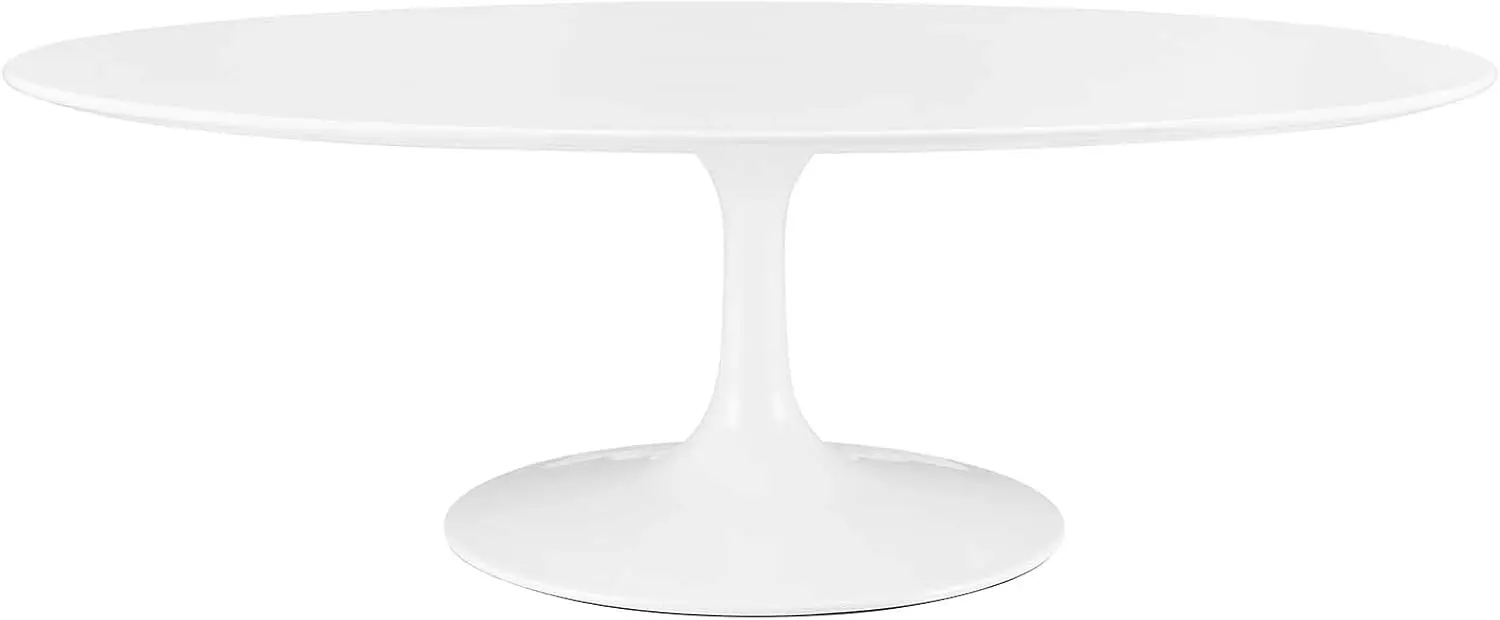 Lippa Mid- Modern 48"" Oval Coffee Table In White